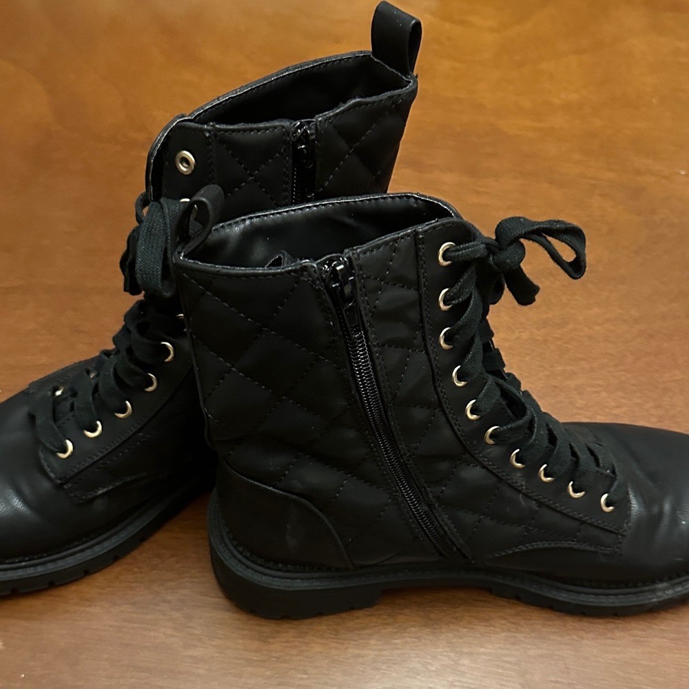 Bebe Black Quilted Boots with Gold Studs - Picture 9 of 13